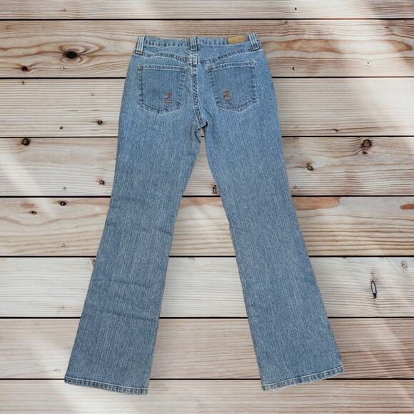 VTG Tommy Hilfiger Women Size 12 Denim Jeans Embroidered Pockets Boot Cut 32x32 - Picture 3 of 8